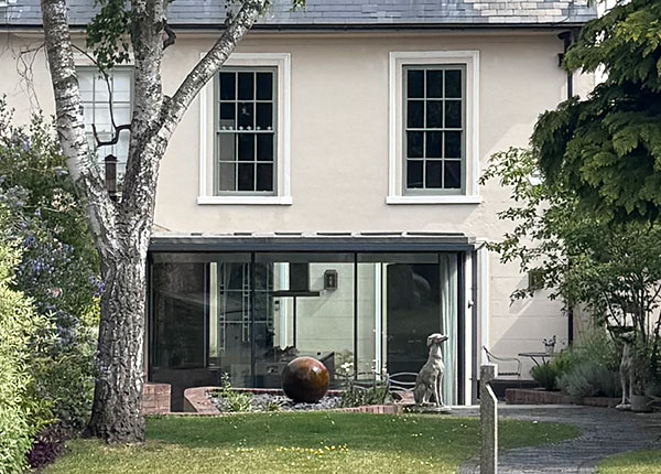 glass extension to listed building
