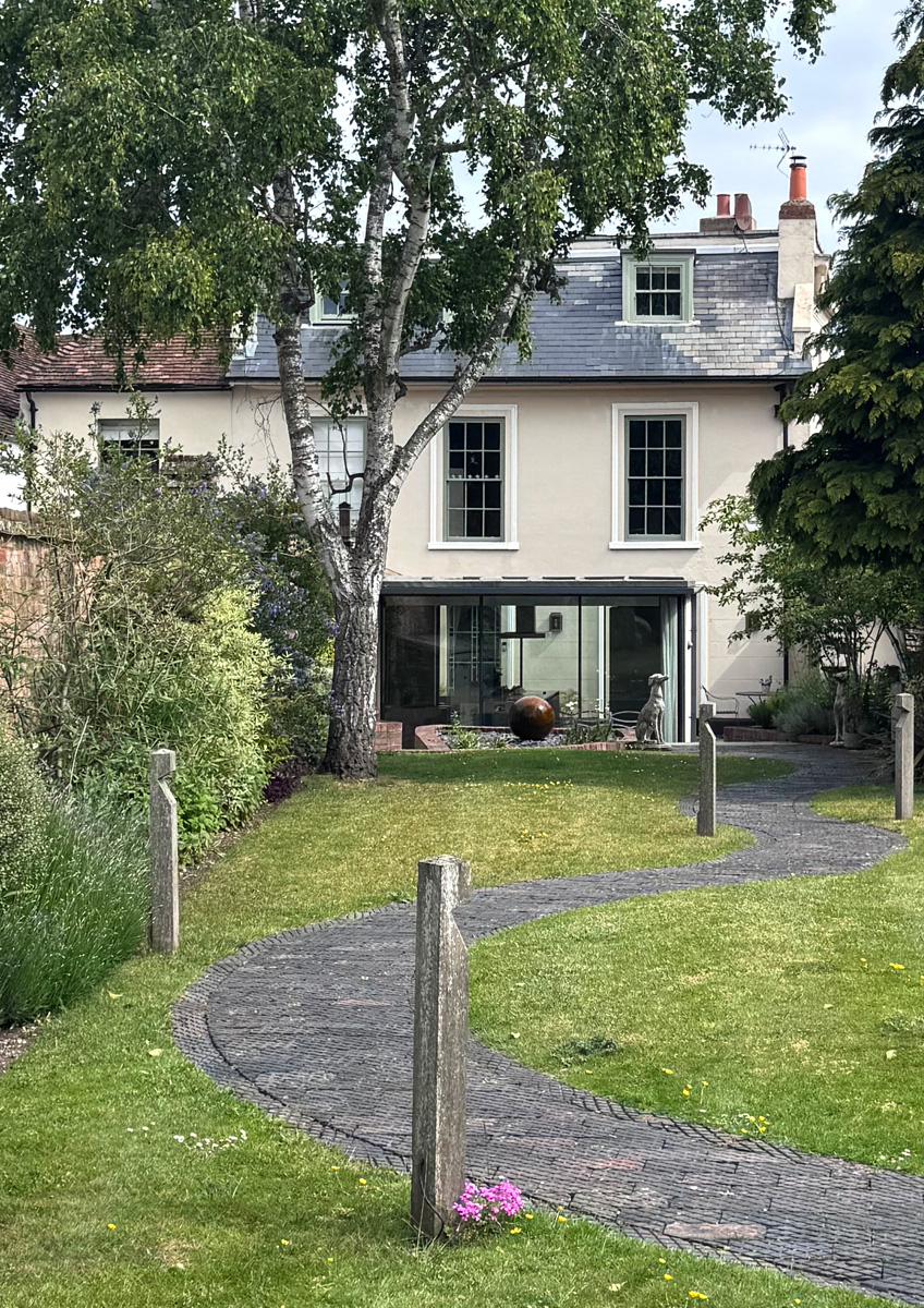 glass extension to listed building