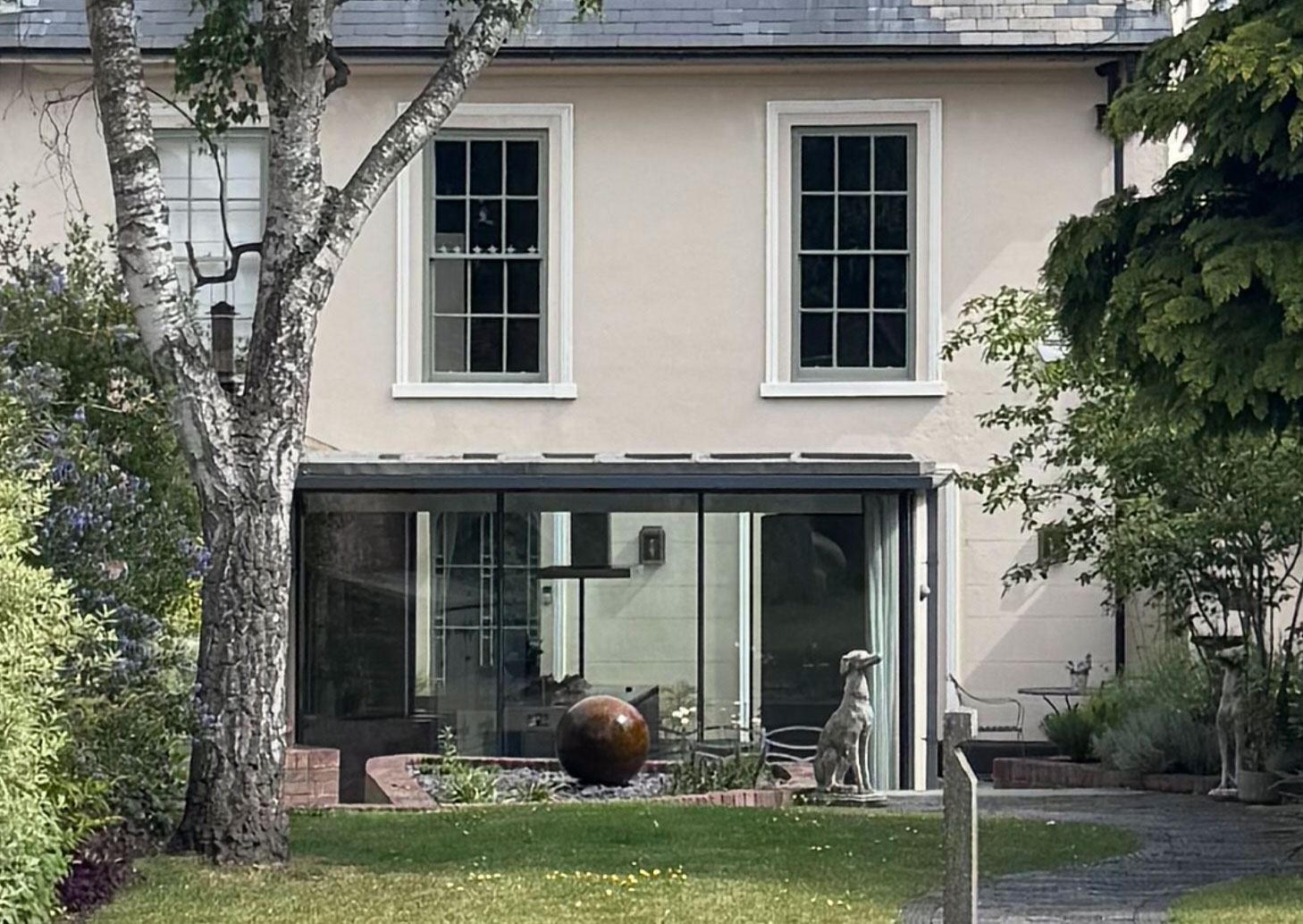 glass extension to listed building