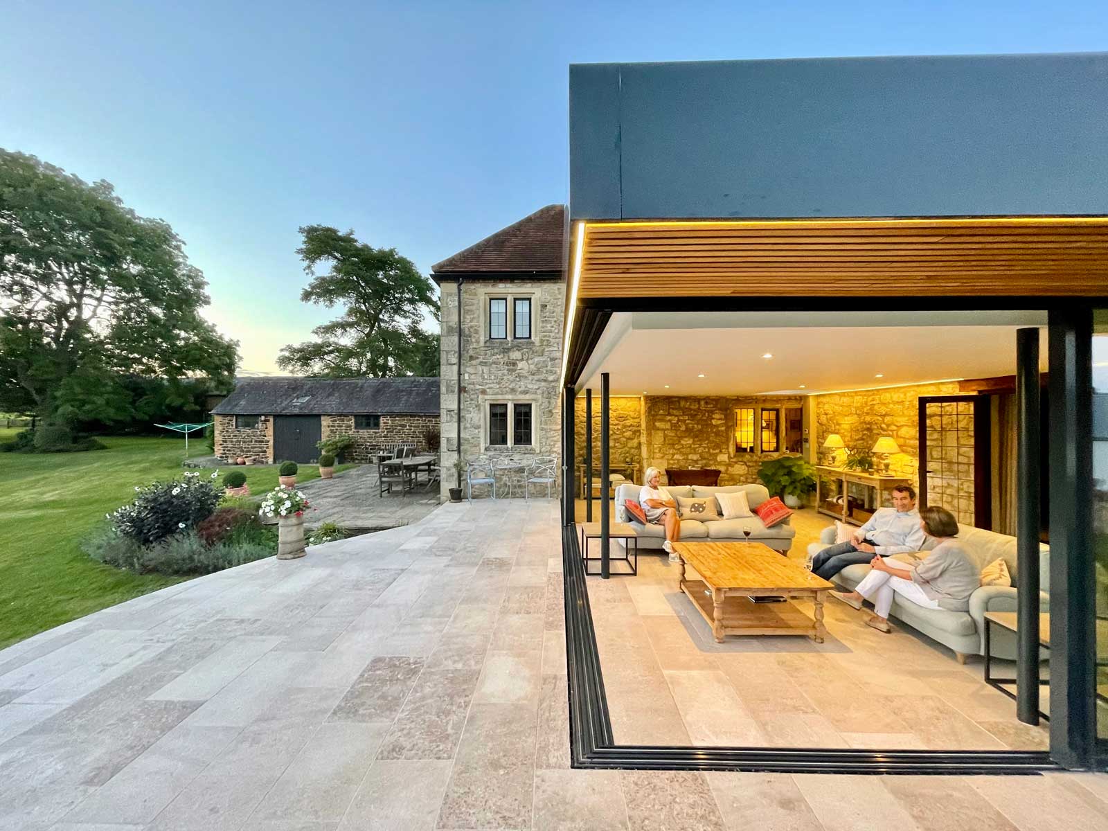 Glass and green roof extension to listed building